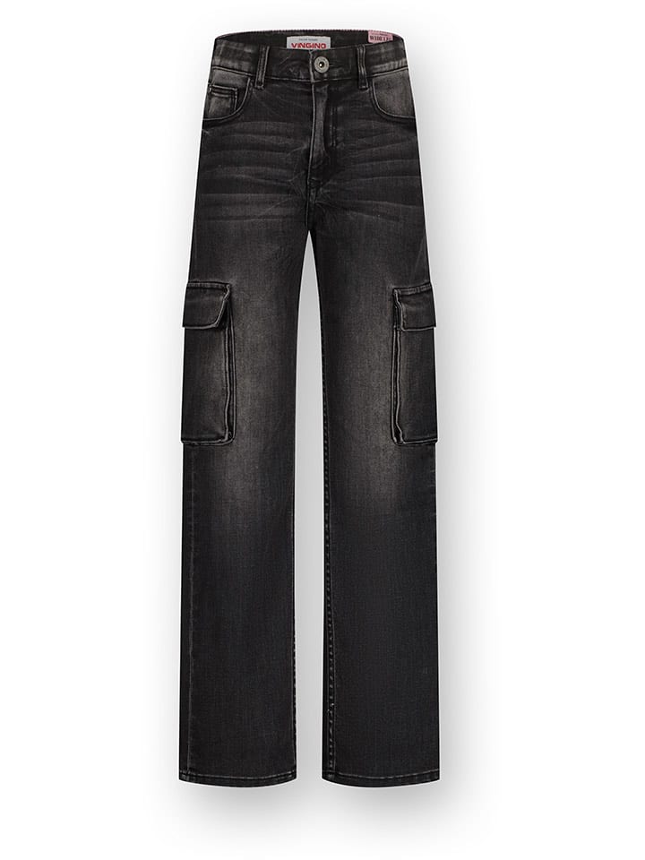 Vingino Bojówki dżinsowe - Regular fit - w kolorze antracytowym rozmiar: 158