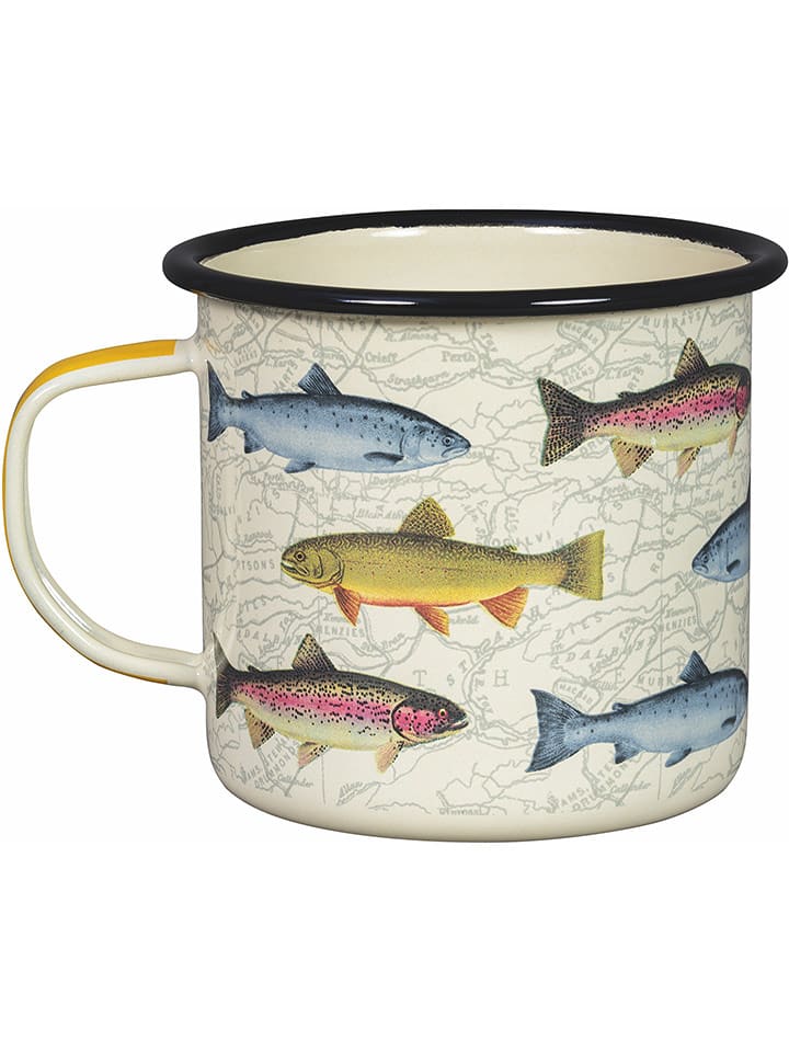 Gentlemen's Hardware Kubek kempingowy "Fish" w kolorze kremowo-błękitnym - 500 ml rozmiar: onesize