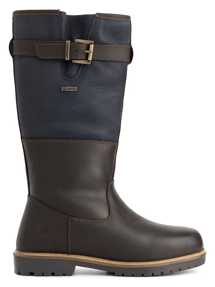 TRAVELIN' Skórzane kozaki "Grimdalen" w kolorze granatowo-brązowym rozmiar: 43