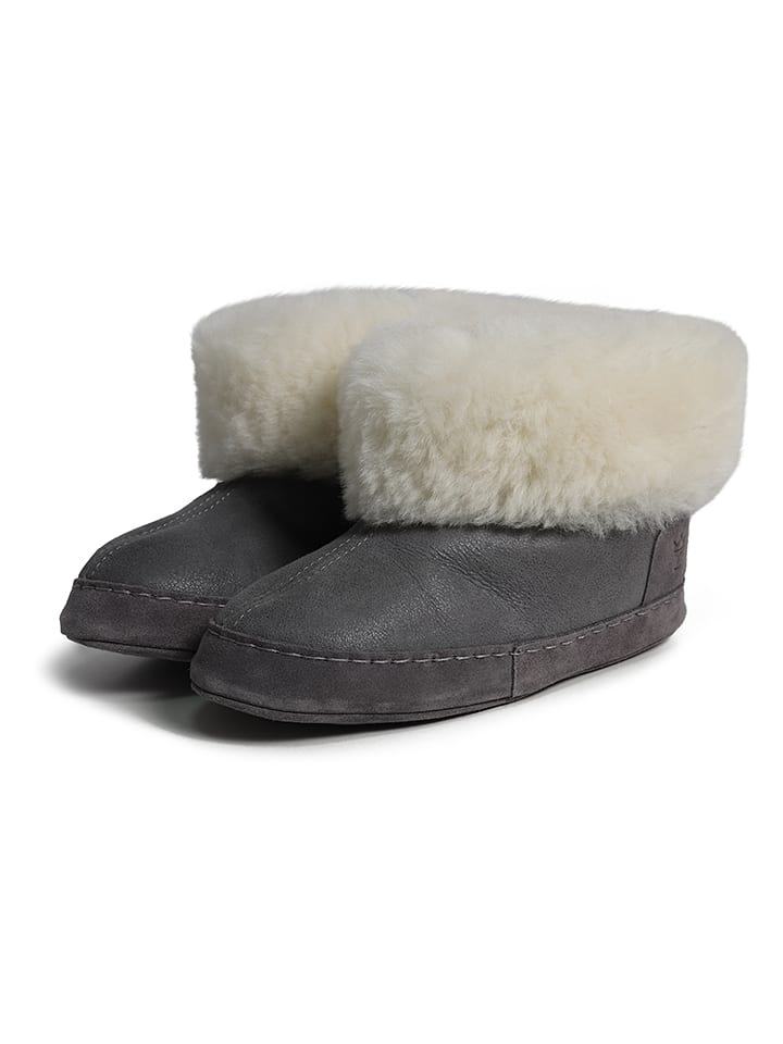 Kaiser Naturfellprodukte Kapcie wełniane "Göteborg" w kolorze szarym rozmiar: 41