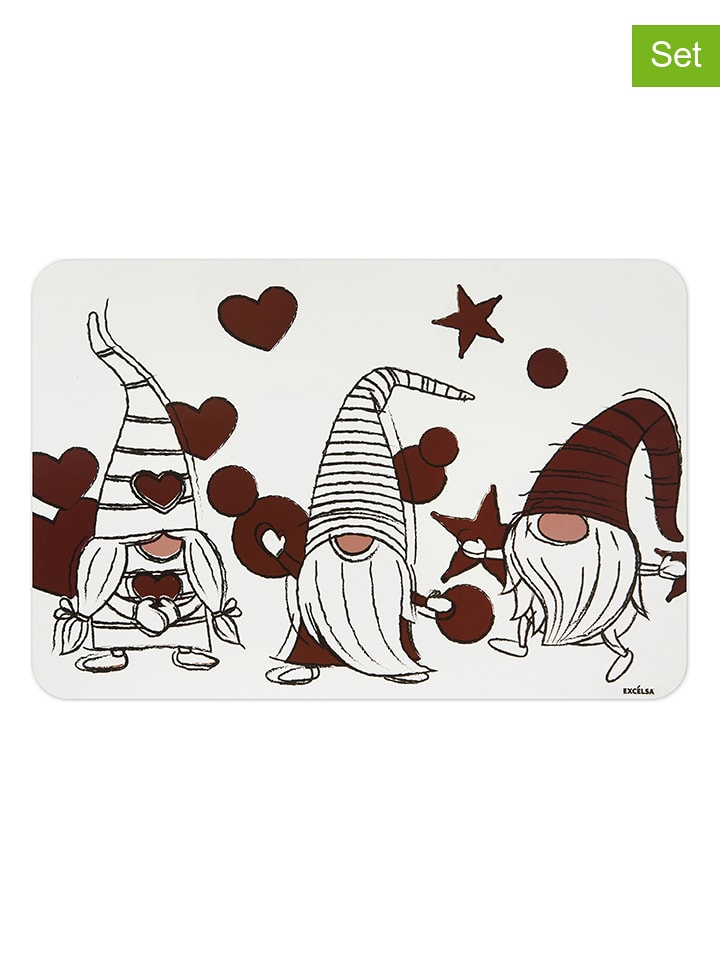 Trendy Kitchen by EXCÉLSA Podkładki stołowe (6 szt.) w kolorze biało-czerwonym - 43 x 28,5 cm rozmiar: onesize
