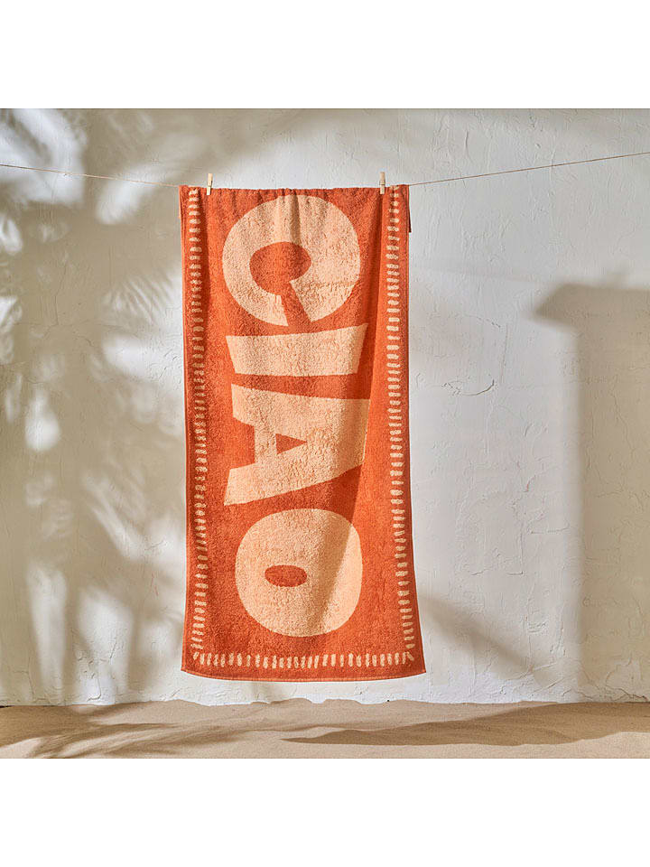 BELLA MAISON Ręcznik plażowy "Ciao" w kolorze pomarańczowym - 150 x 90 cm rozmiar: onesize