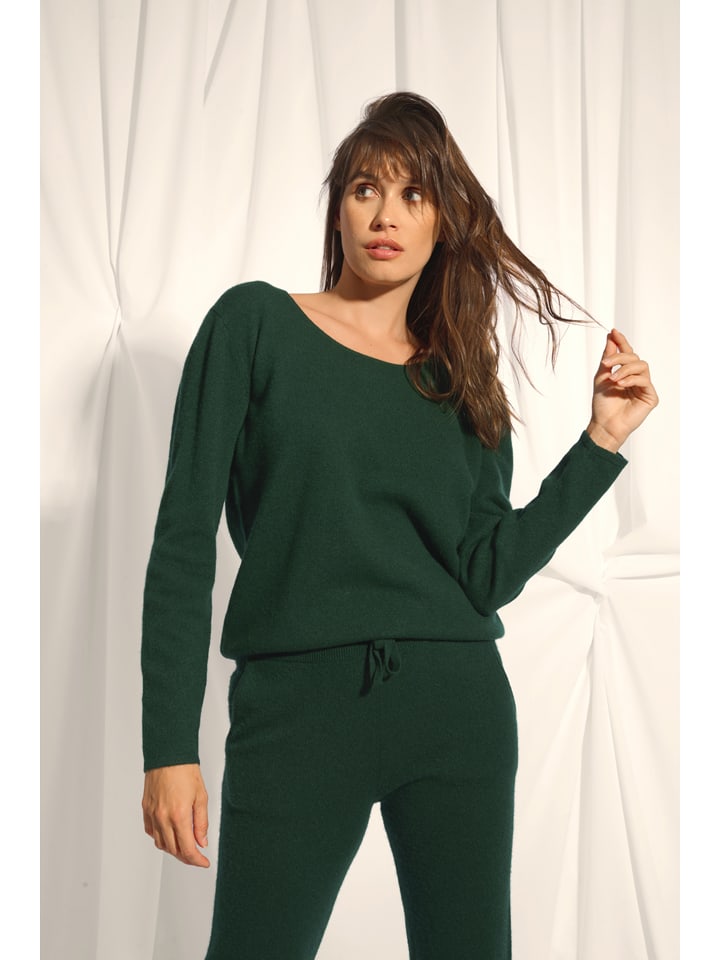 Just Cashmere Kaszmirowy sweter "Fiona" w kolorze ciemnozielonym rozmiar: L