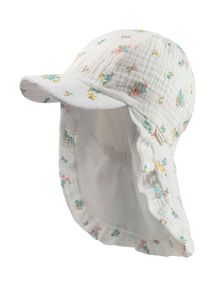 Sterntaler Czapka w kolorze białym z osłoną karku rozmiar: 47 cm