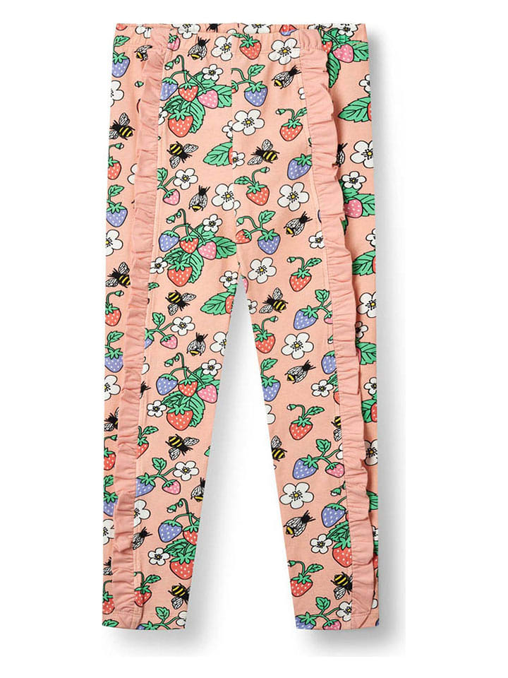 Småfolk Legginsy w kolorze brzoskwiniowym ze wzorem rozmiar: 98/104