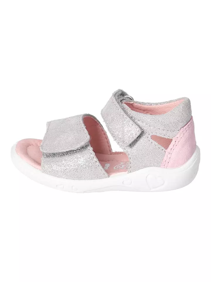 PEPINO Skórzane sandały w kolorze szaro-jasnoróżowym rozmiar: 25