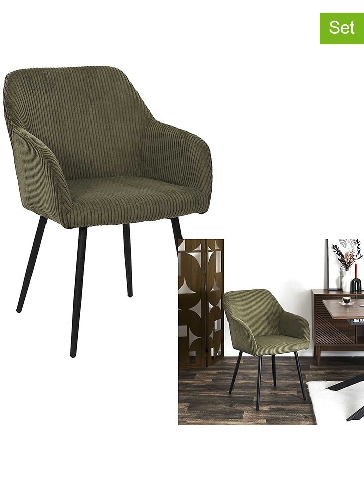 THE HOME DECO FACTORY Krzesła (2 szt.) w kolorze khaki - 55,5 x 82 x 61 cm rozmiar: onesize