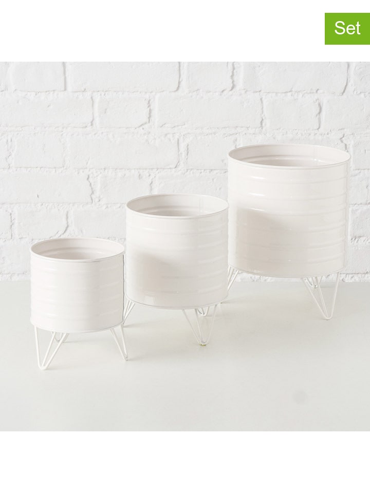 Boltze Osłonki (3 szt.) "Rillana" w kolorze białym na doniczki rozmiar: onesize