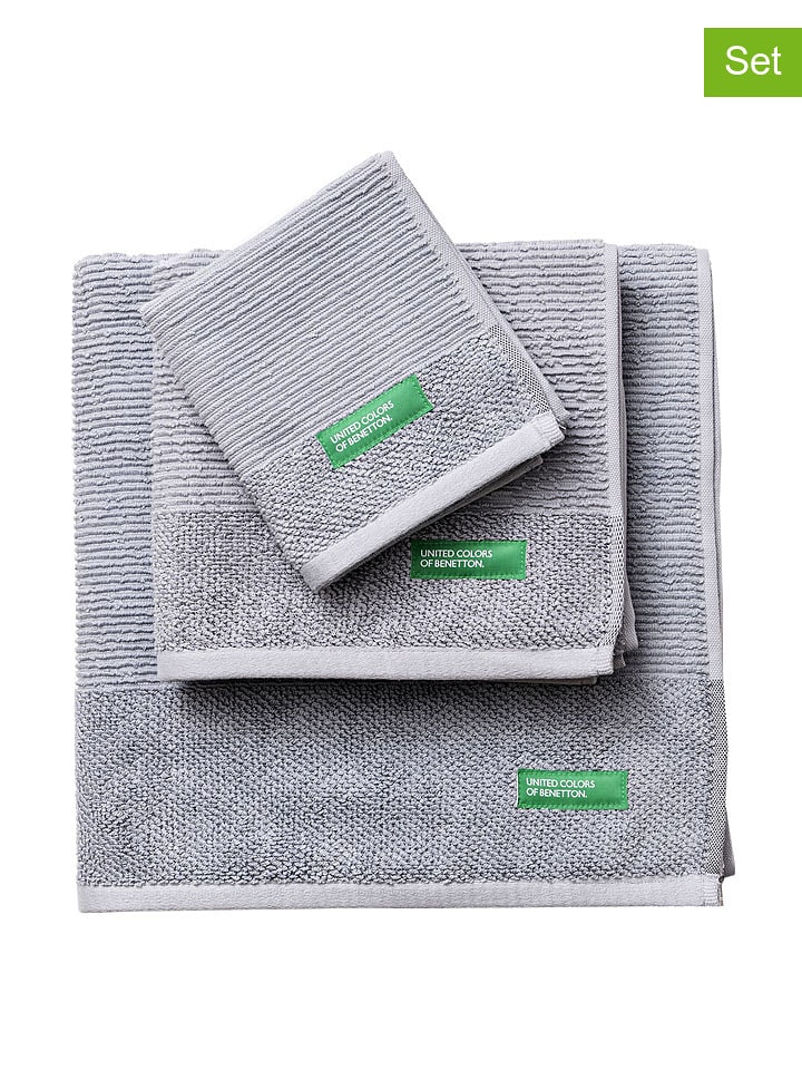 Benetton 3-częściowy zestaw ręczników w kolorze szarym rozmiar: onesize