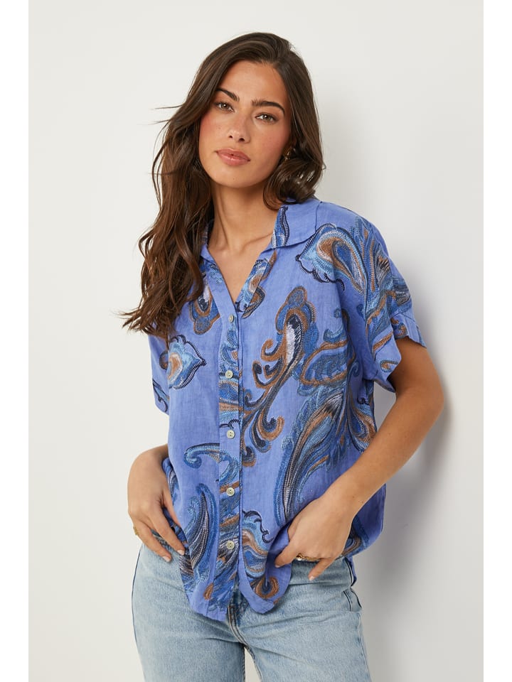 Le Monde du Lin Lniana bluzka w kolorze niebieskim rozmiar: 34/36