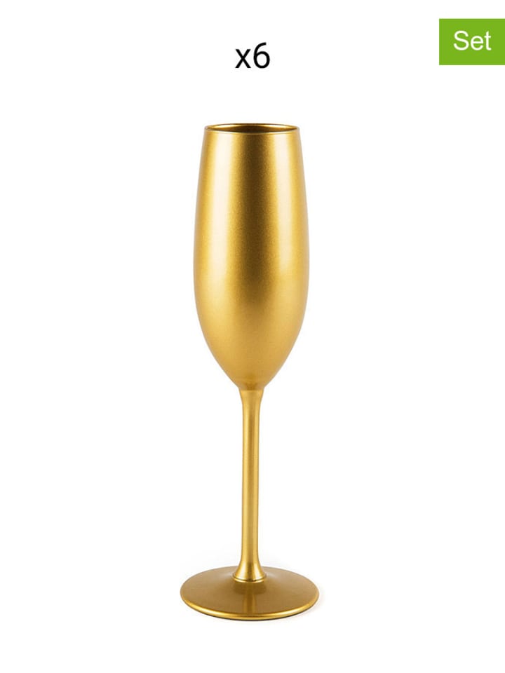 Trendy Kitchen by EXCÉLSA Kieliszki (6 szt.) "Platinum" w kolorze złotym do szampana - 210 ml rozmiar: onesize