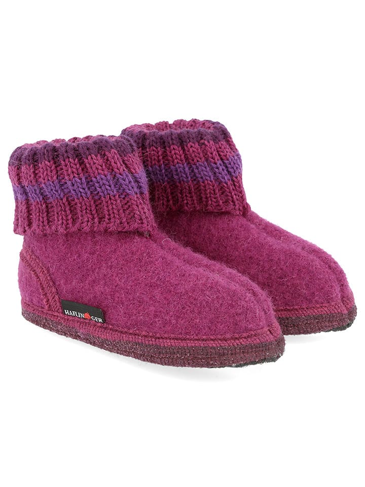 HAFLINGER Wełniane kapcie "Paul" w kolorze fioletowym rozmiar: 26