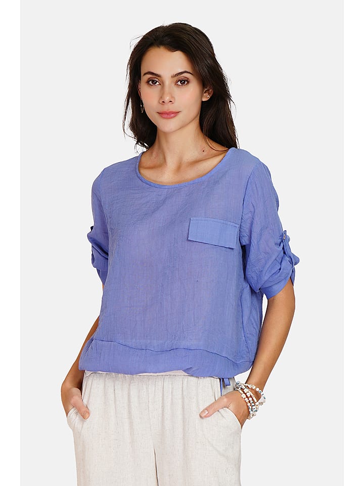 Le Jardin du Lin Lniana bluzka w kolorze niebieskim rozmiar: 36