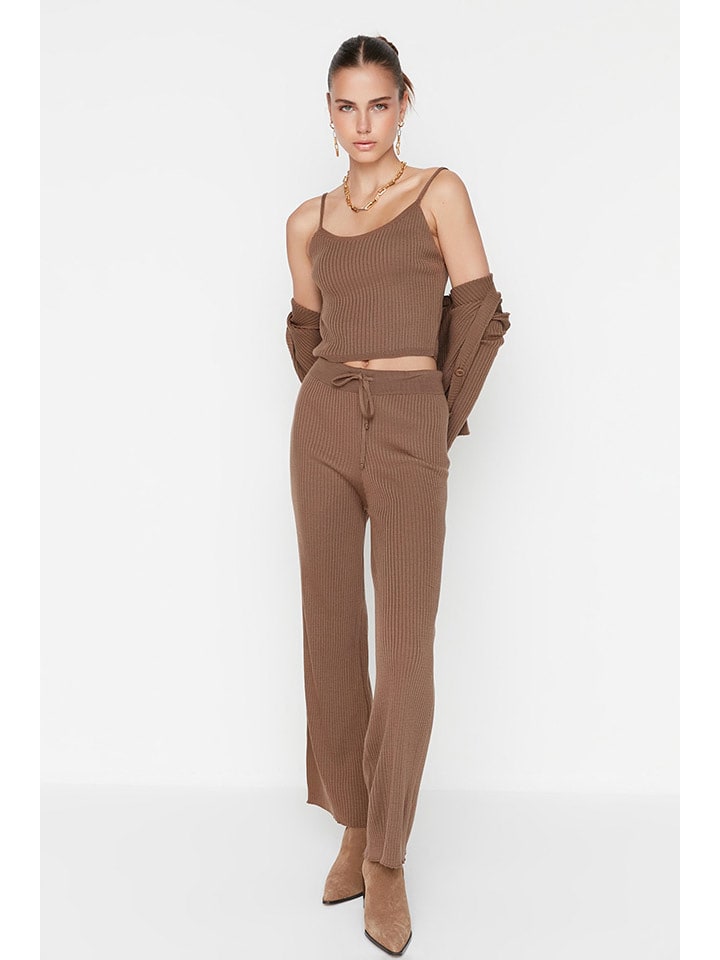 trendyol 3-częściowy zestaw w kolorze jasnobrązowym rozmiar: M