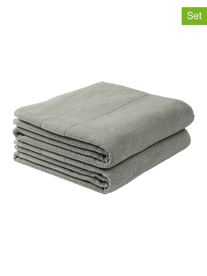 Schiesser Ręczniki prysznicowe (2 szt.) "Turin" w kolorze szarym rozmiar: 70x140 cm