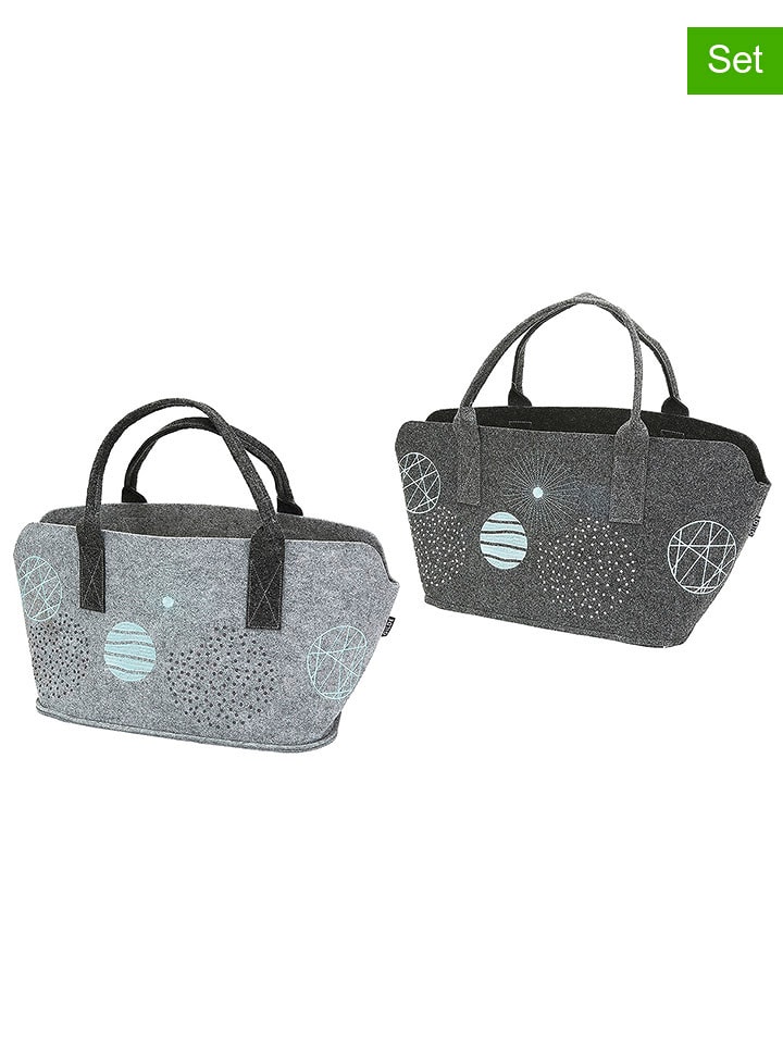 GILDE Torebki (2 szt.) "Universe" w kolorze szarym do przechowywania - 40 x 26 x 25 cm rozmiar: onesize