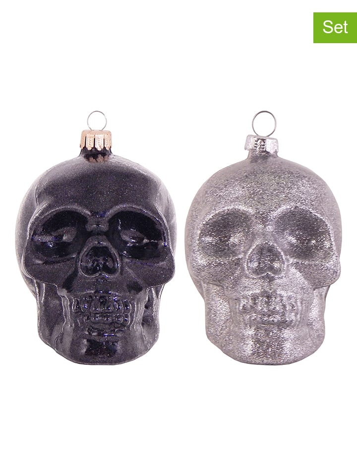 Krebs Glas Lauscha Ozdoby choinkowe (2 szt.) w kolorze czarno-srebrnym rozmiar: onesize