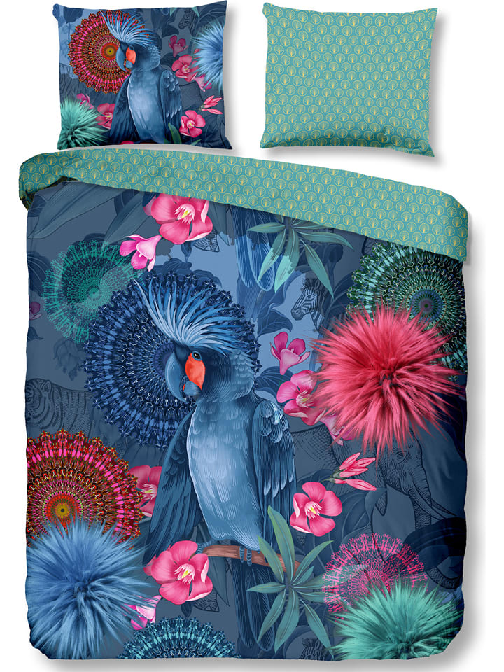 Hip Komplet pościeli satynowej "Hip" w kolorze niebieskim ze wzorem rozmiar: 140x220 cm