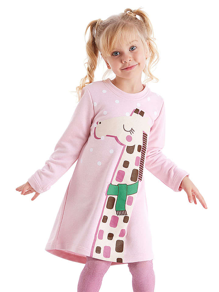 Denokids Sukienka "Giraffe" w kolorze jasnoróżowym rozmiar: 122
