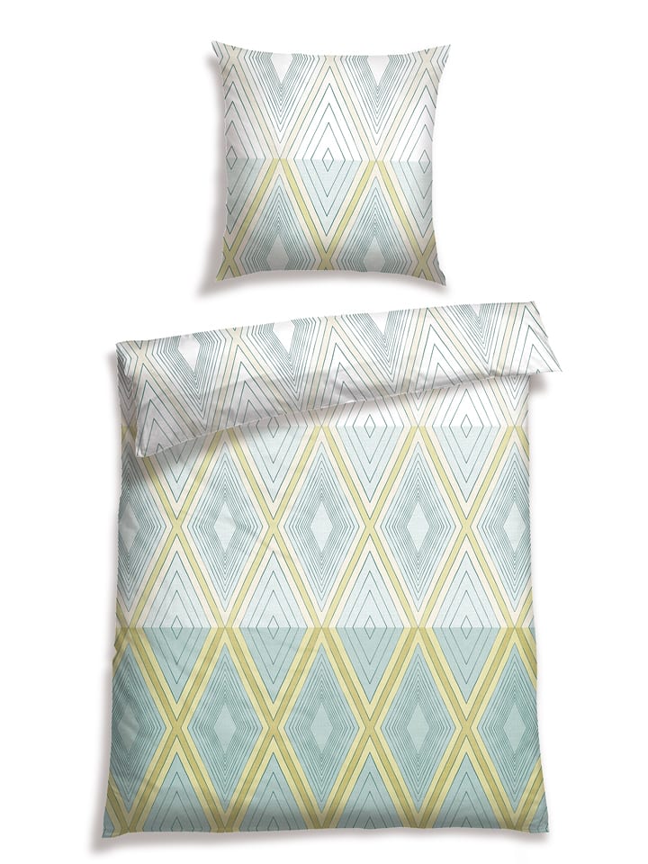 Schiesser Komplet pościeli renforcé "Roji" w kolorze błękitno-zielonym rozmiar: 135x200 cm