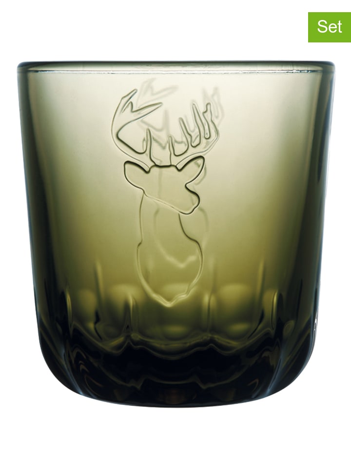La Rochère France Szklanki (6 szt.) "Deer Head" w kolorze oliwkowym - 290 ml rozmiar: onesize