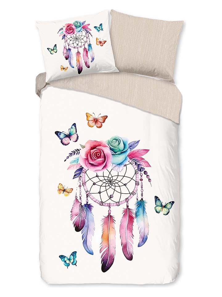 Good Morning Komplet pościeli flanelowej "Catchy" w kolorze białym ze wzorem rozmiar: 135x200 cm