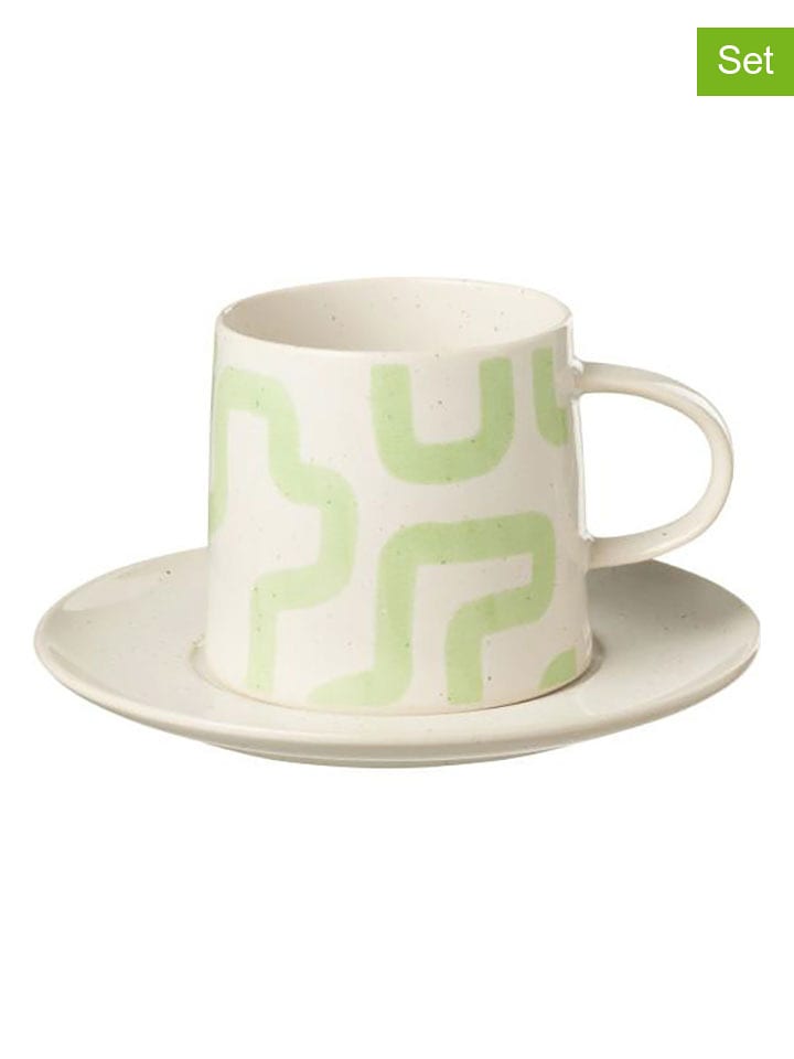 J Line Filiżanki (4 szt.) w kolorze zielonym do kawy - wys. 9 cm rozmiar: onesize