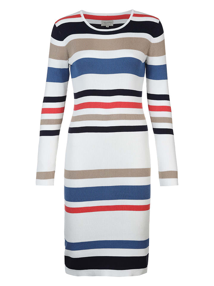 Herrlicher Sukienka dzianinowa "Annalora" w kolorze biało-niebiesko-beżowym rozmiar: S