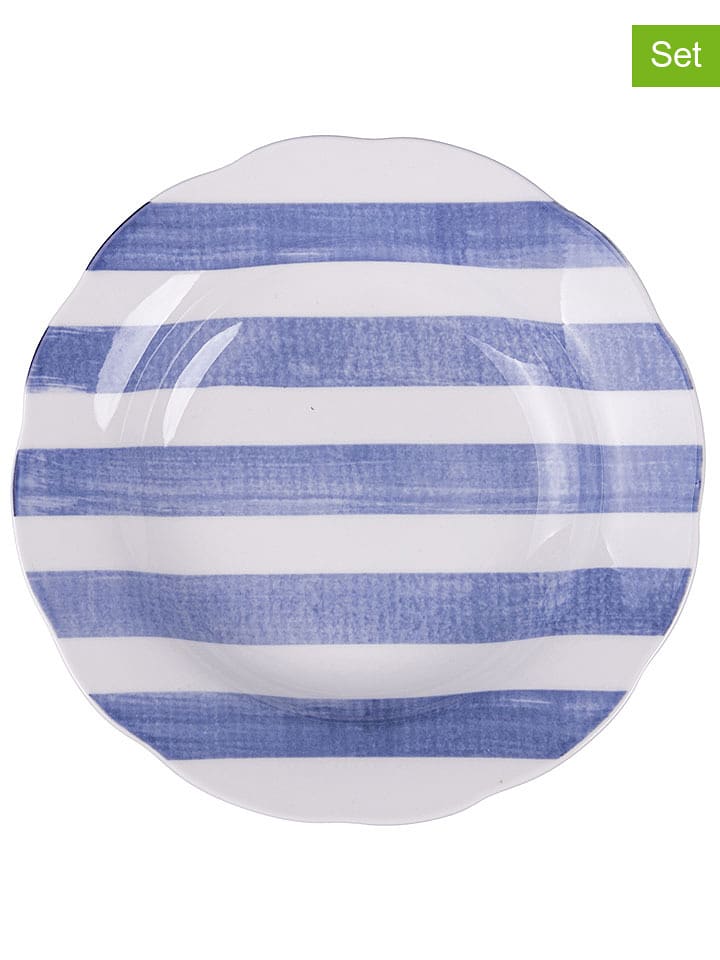 Villa d´Este Talerze głębokie (6 szt.) "Versilia" w kolorze biało-niebieskim - Ø 22 cm rozmiar: onesize