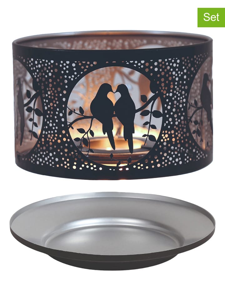 Woodbridge 2-częściowy zestaw "Doves" w kolorze srebrno-czarnym - Ø 15 cm rozmiar: onesize