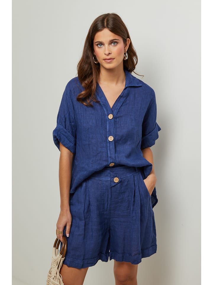 Lin Passion Lniana bluzka w kolorze niebieskim rozmiar: 38/40