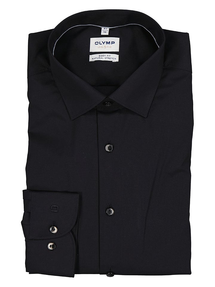 OLYMP Koszula "Level 5" - Body fit - w kolorze czarnym rozmiar: 41