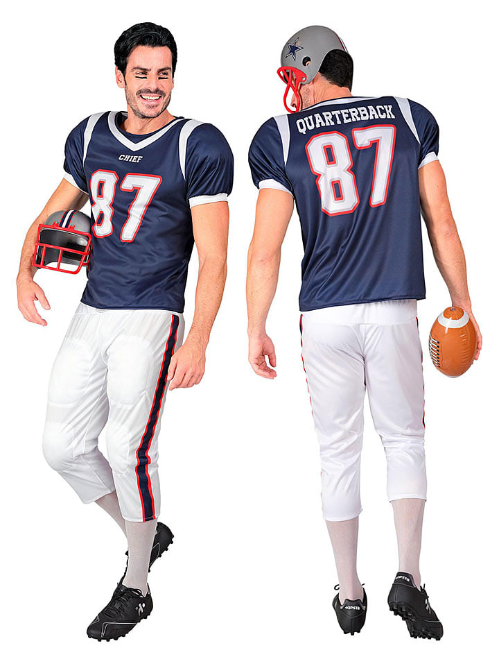 Carnival Party 2-częściowy kostium "Americam Football Player" w kolorze granatowo-białym rozmiar: M