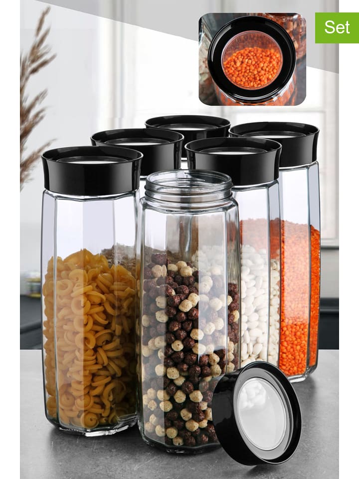 Violeta Home Słoiki (6 szt.) w kolorze czarnym - 1,6 l rozmiar: onesize