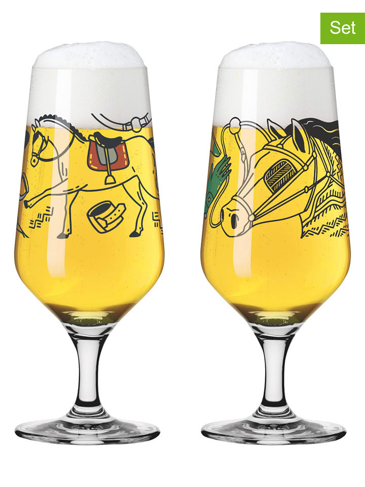 RITZENHOFF Kufle (2 szt.) "Reitgold" w kolorze czarno-czerwonym - 330 ml rozmiar: onesize