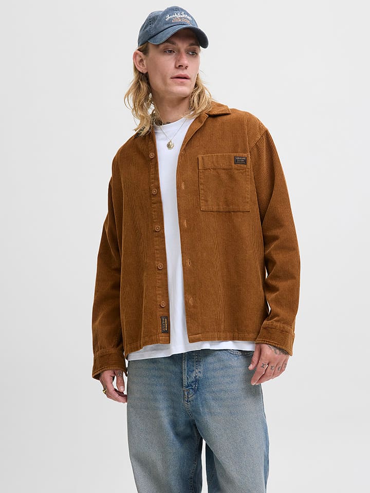 Jack & Jones Koszula sztruksowa w kolorze jasnobrązowym rozmiar: L
