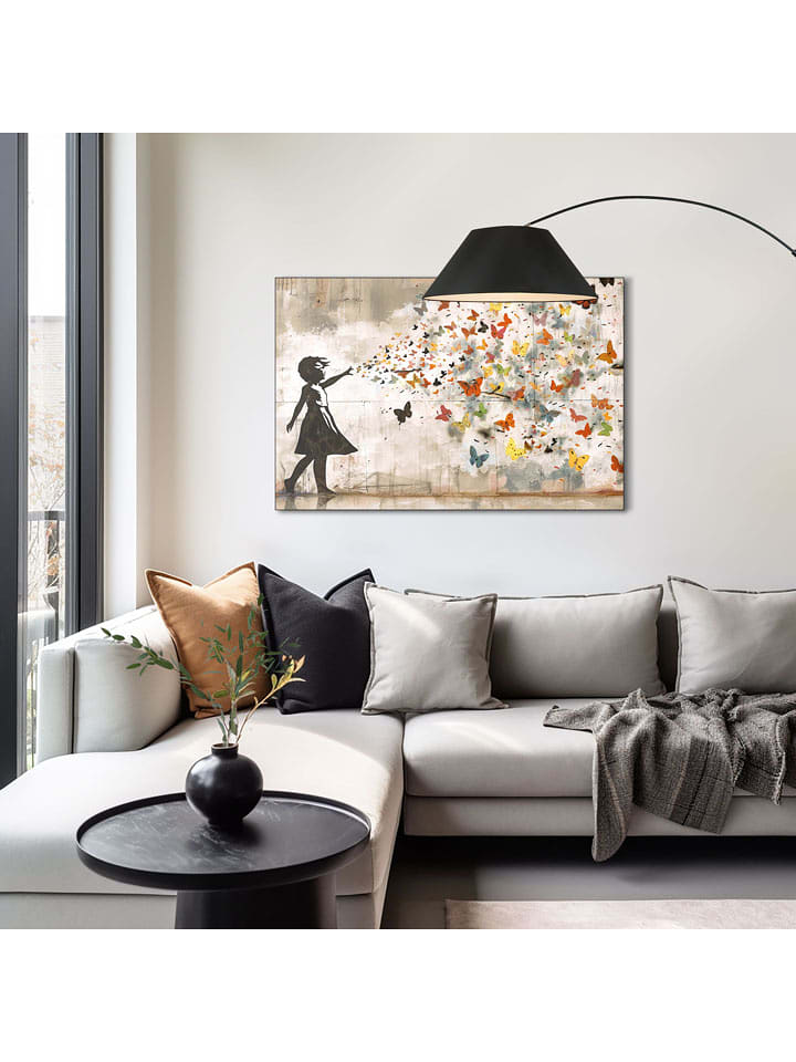 Orangewallz Druk artystyczny "Balloon Girl Bright" w ramce rozmiar: 60x90 cm