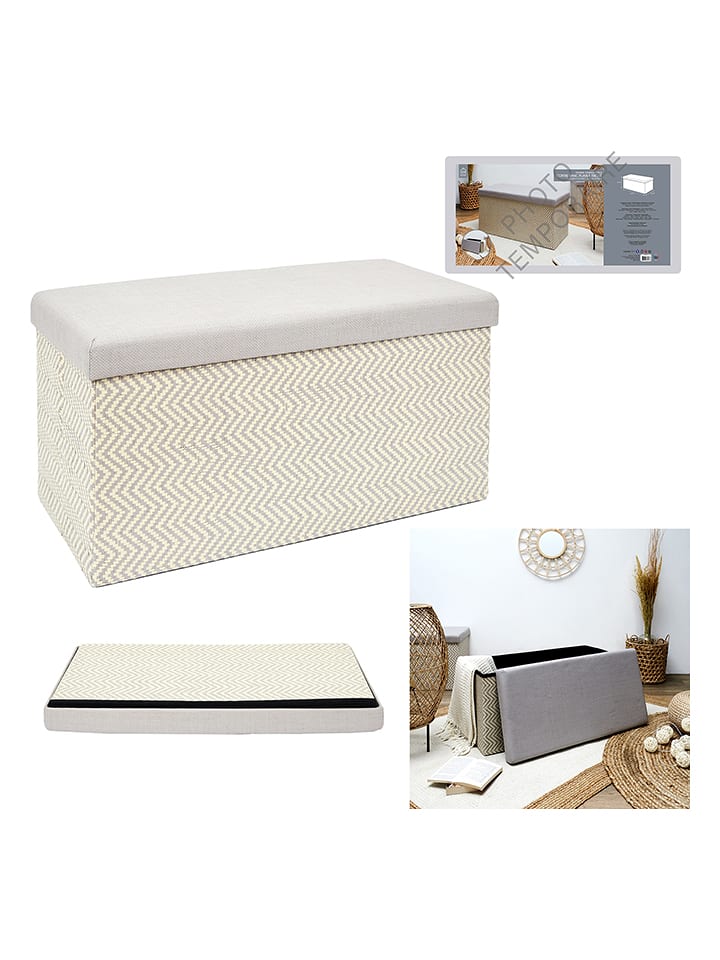 Ethnical Life Skrzynia-siedzisko w kolorze szaro-beżowym - 76 x 38 x 38 cm rozmiar: onesize