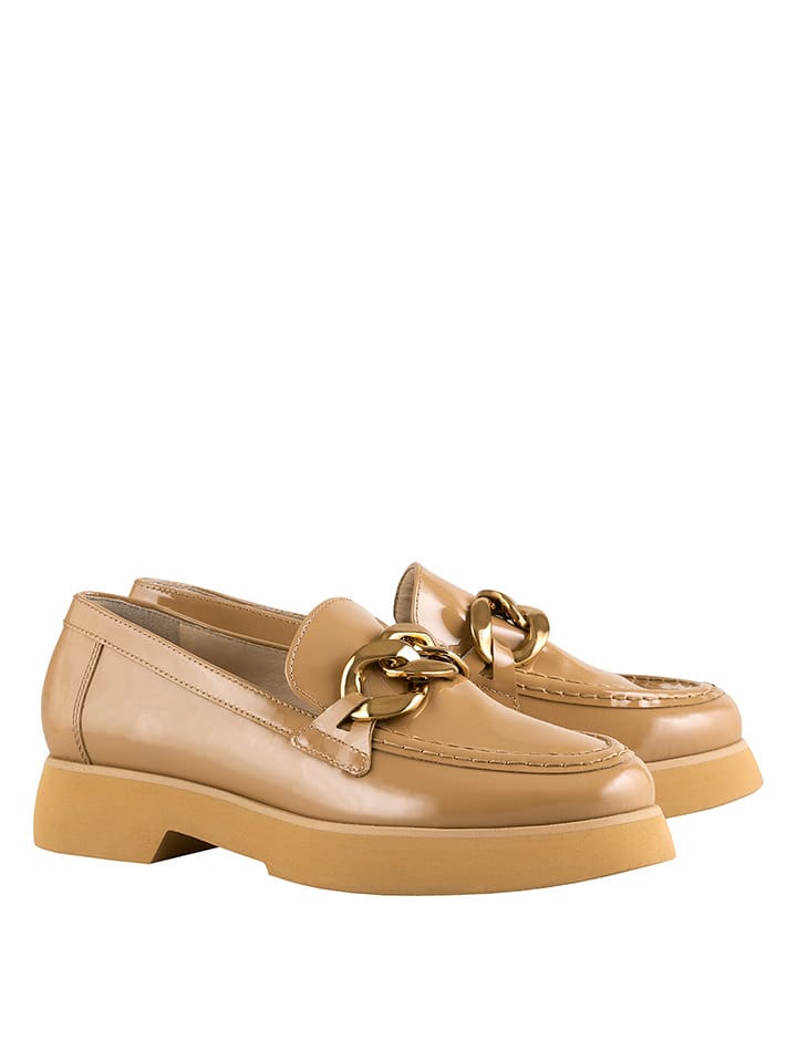 Högl Skórzane slippersy "Stacy" w kolorze jasnobrązowym rozmiar: 40