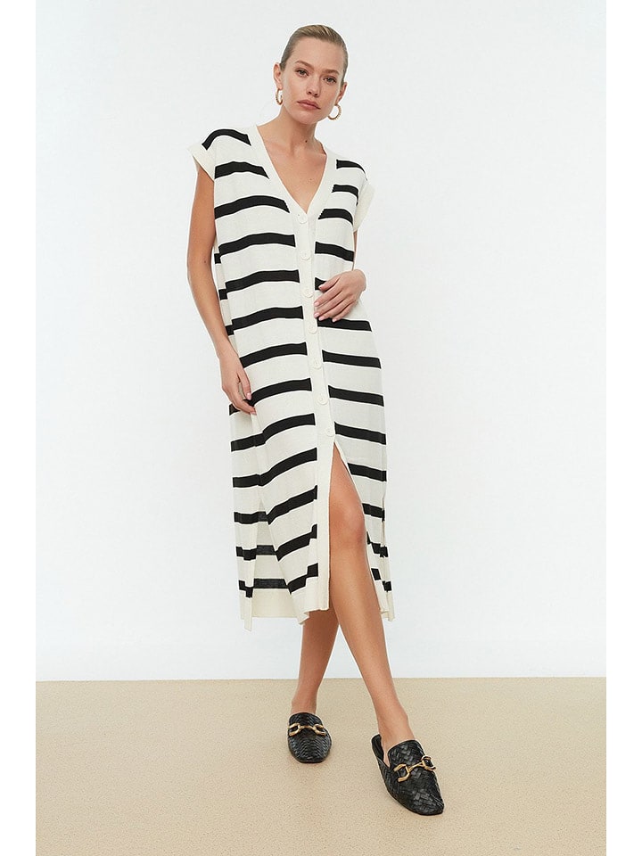 trendyol Sukienka w kolorze kremowo-czarnym rozmiar: S