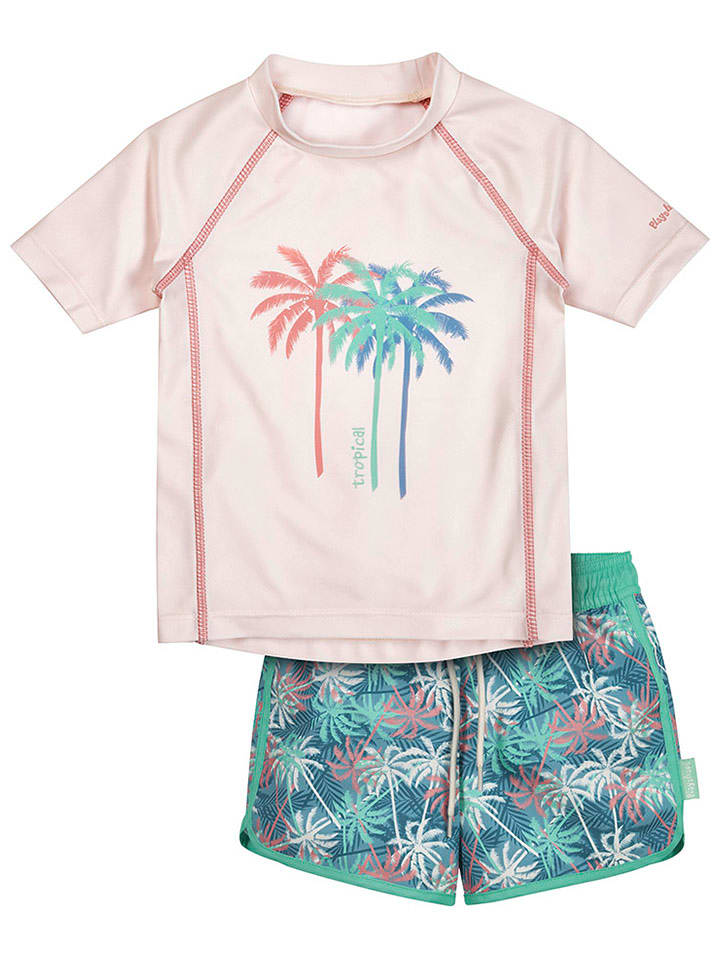 Playshoes 2-częściowy zestaw kąpielowy w kolorze zielono-jasnoróżowym ze wzorem rozmiar: 86/92