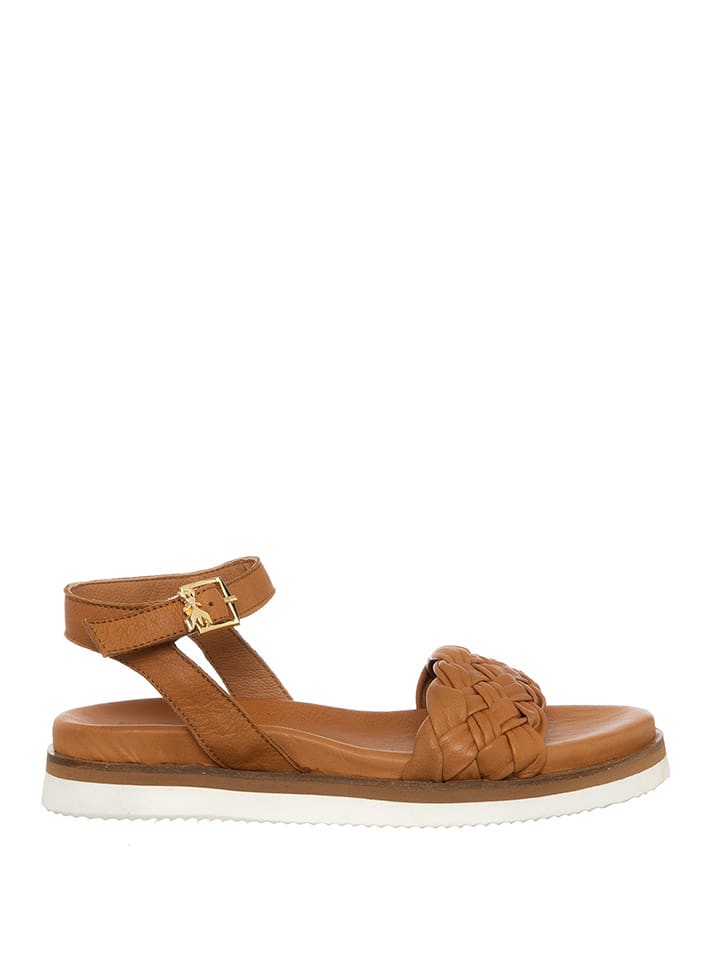Patrizia Pepe Skórzane sandały w kolorze jasnobrązowym rozmiar: 27