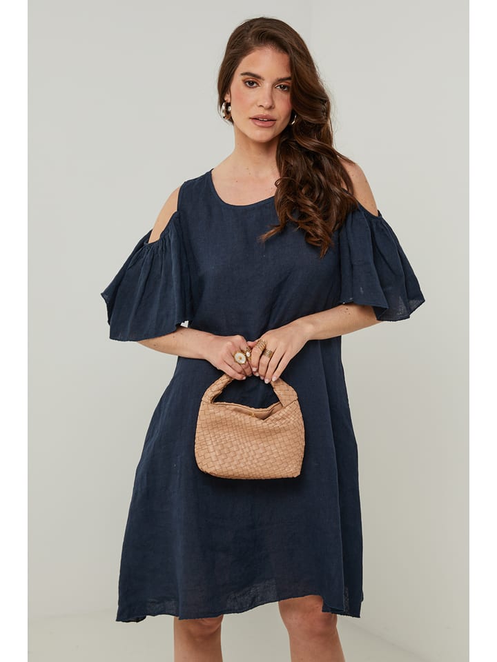 Rodier Lin Lniana sukienka w kolorze granatowym rozmiar: XL/XXL