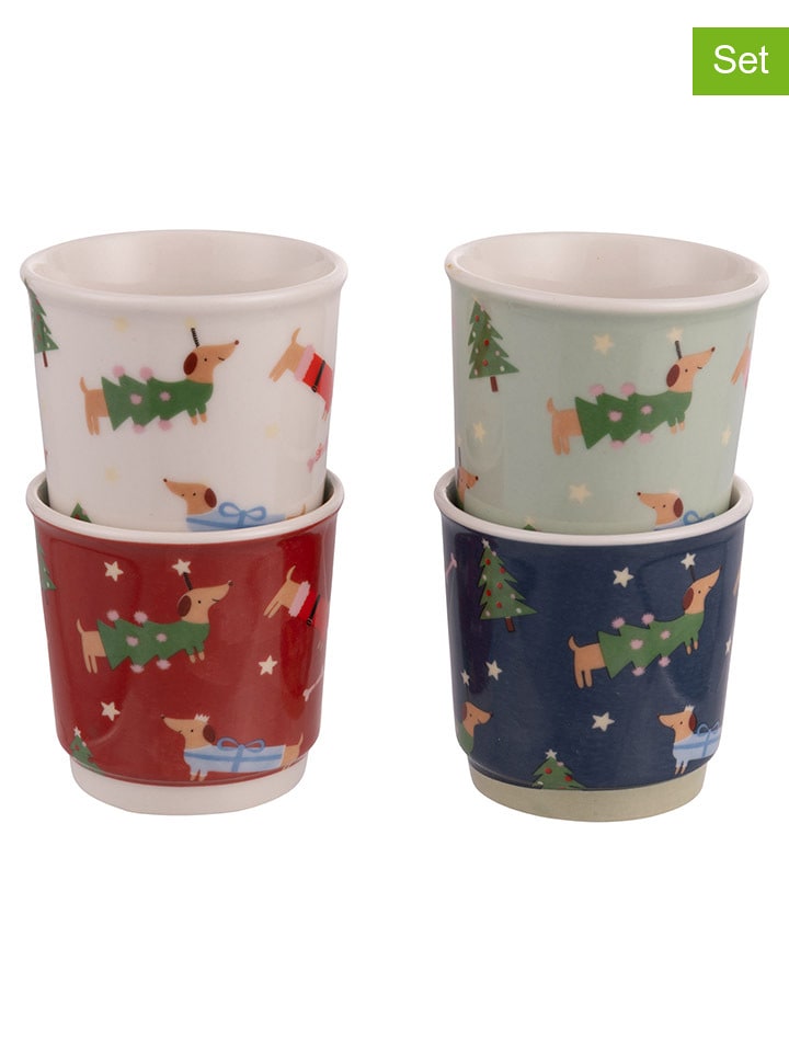 Villa d´Este Kubki (4 szt.) "Natoletto" ze wzorem do kawy - 100 ml rozmiar: onesize