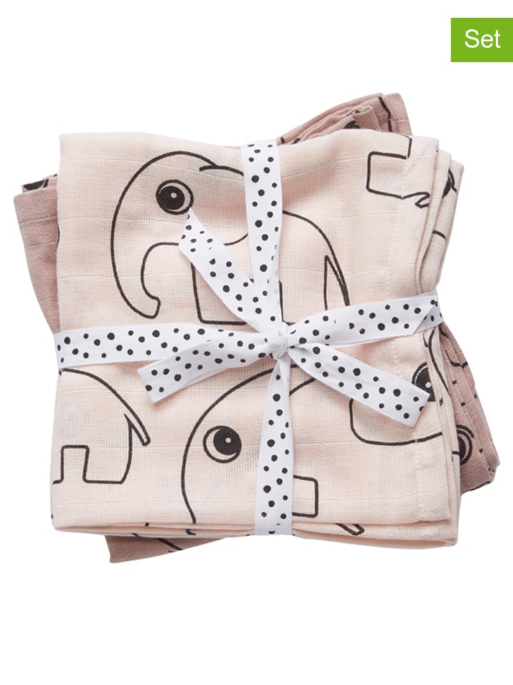 done by deer Chustki (2 szt.) "Contour" w kolorze jasnoróżowym - 120 x 120 cm rozmiar: onesize