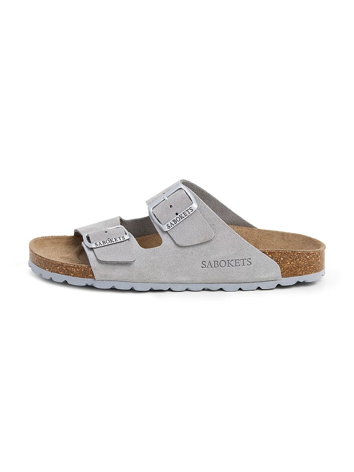 SABOKETS Skórzane klapki w kolorze szarym rozmiar: 41