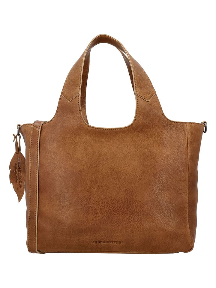 HIDE & STITCHES Skórzana torebka w kolorze jasnobrązowym - 34 x 28 x 15 cm rozmiar: onesize