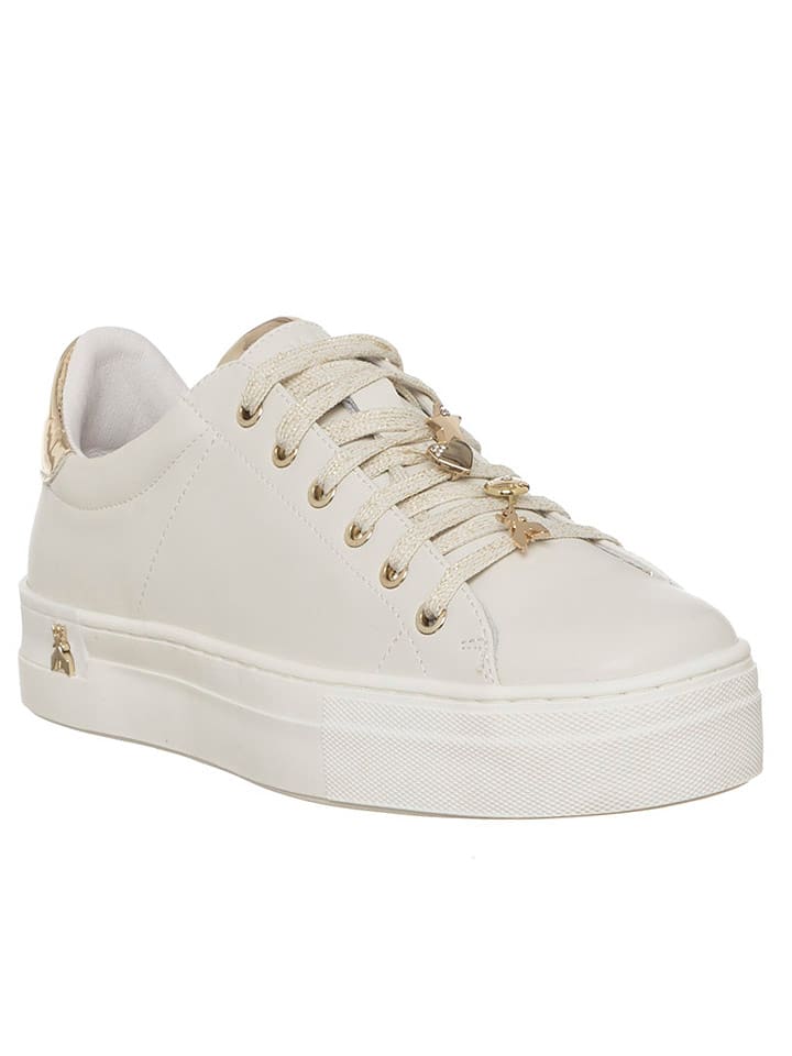 Patrizia Pepe Skórzane sneakersy w kolorze kremowym rozmiar: 37