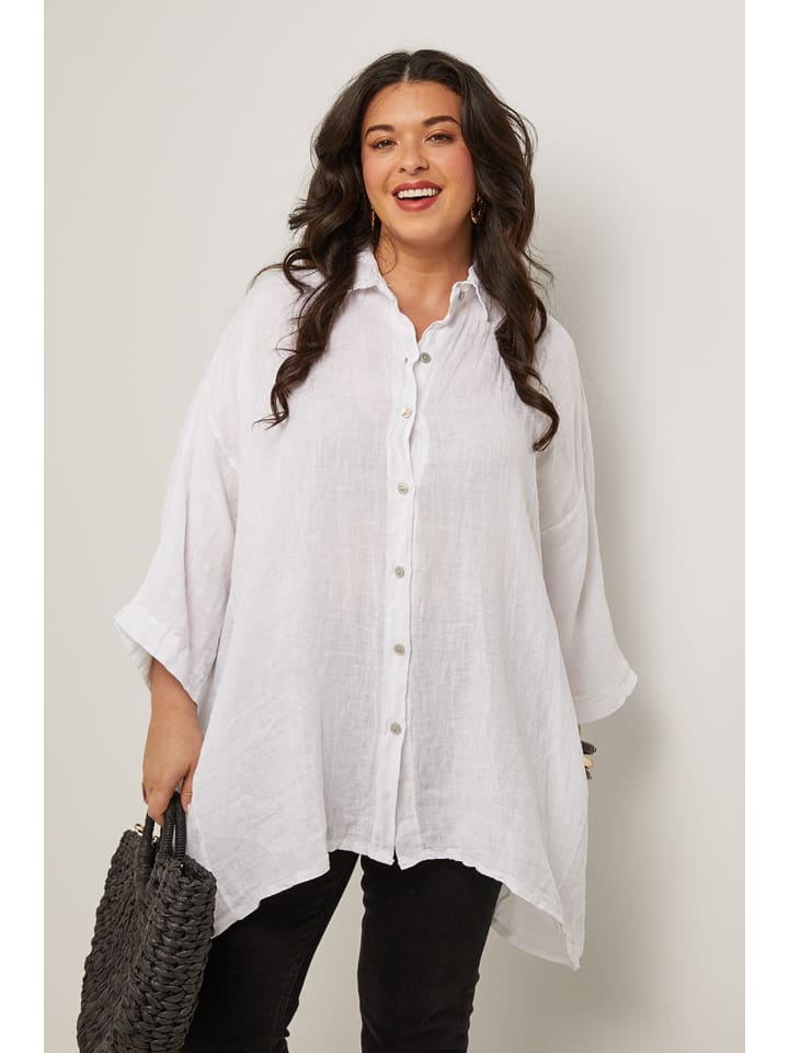 Curvy Lady Lniana koszula w kolorze białym rozmiar: 48/50