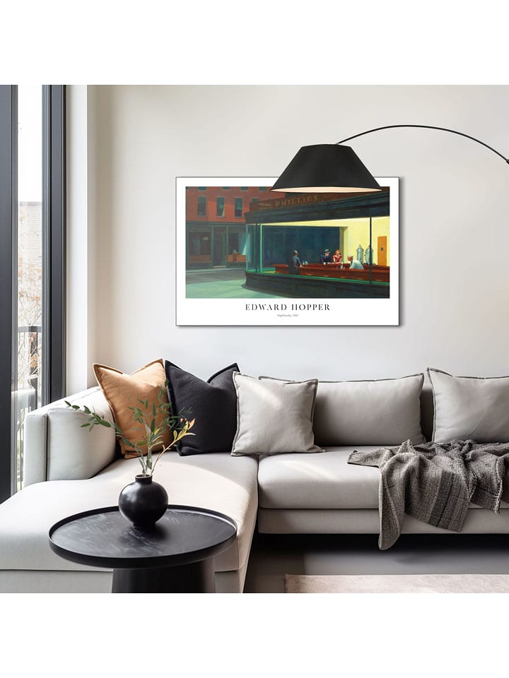 Orangewallz Druk artystyczny "Edward Hopper - Nighthawks" w ramce rozmiar: 60x90 cm
